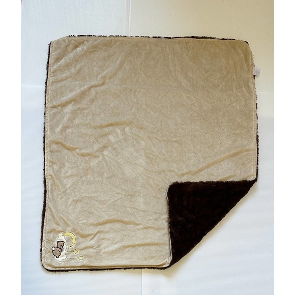 Mini Muffin Sleeping Bear Cloud Moon Star Brown Soft Baby Security Lovey Blanket - Picture 2 of 8
